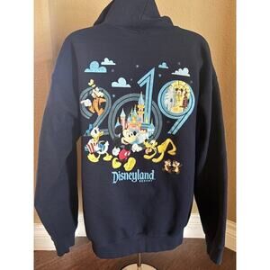 Men's Disneyland Resort 2019 Navy Blue Full Zip Hoodie Sweatshirt Medium
